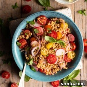 Delicious Italian Farro Salad ready to serve