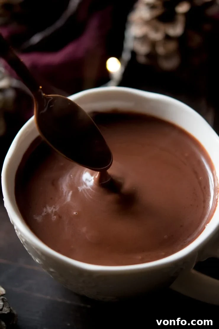 Close Up of Decadent Italian Hot Chocolate A close up of Italian hot chocolate