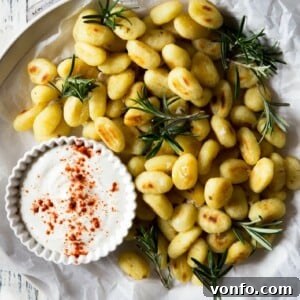 Pan Fried Gnocchi Recipe Image A plate of pan-fried gnocchi ready to serve