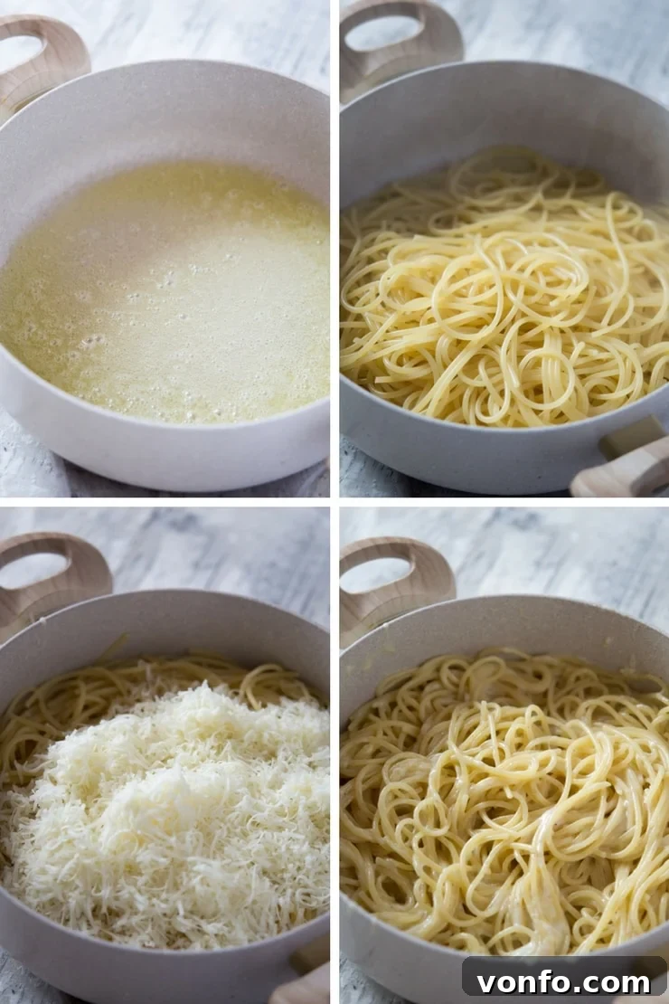 Step by step photos for how to make a cacio e pepe recipe Step by step photos for how to make a cacio e pepe recipe