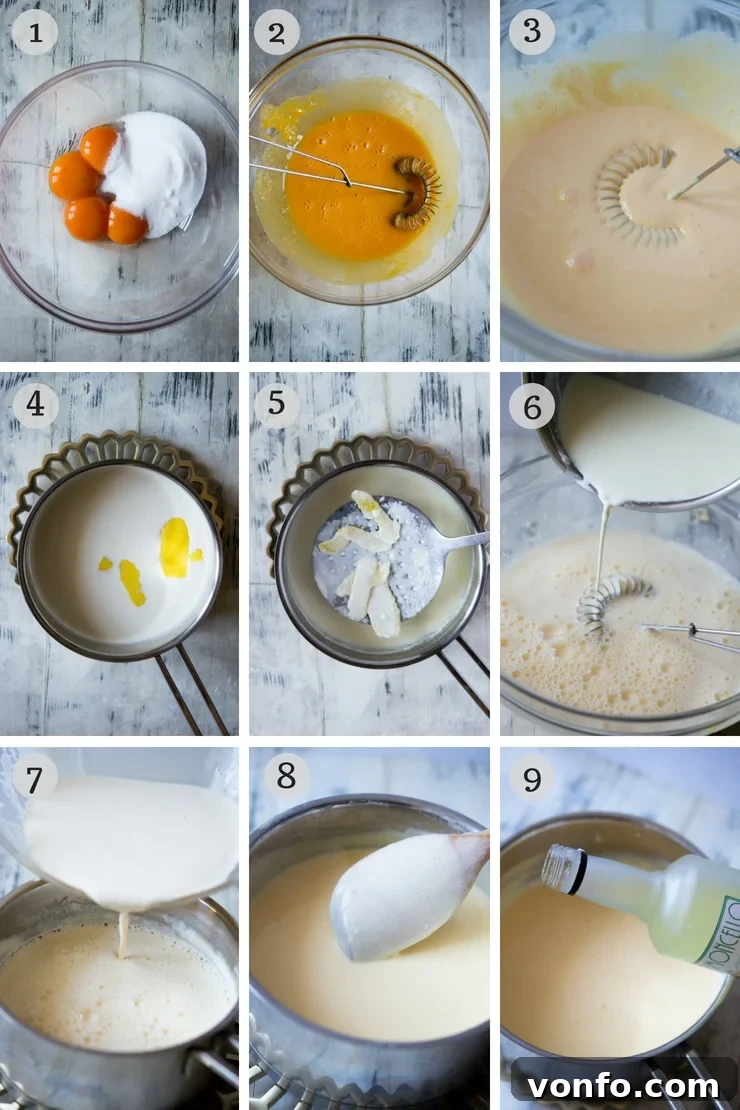 Amalfi Lemon Limoncello Gelato 4 A series of step-by-step photographs illustrating the meticulous process of making creamy Lemon Ice Cream, from combining ingredients to forming the custard base, ensuring perfect results for home cooks.