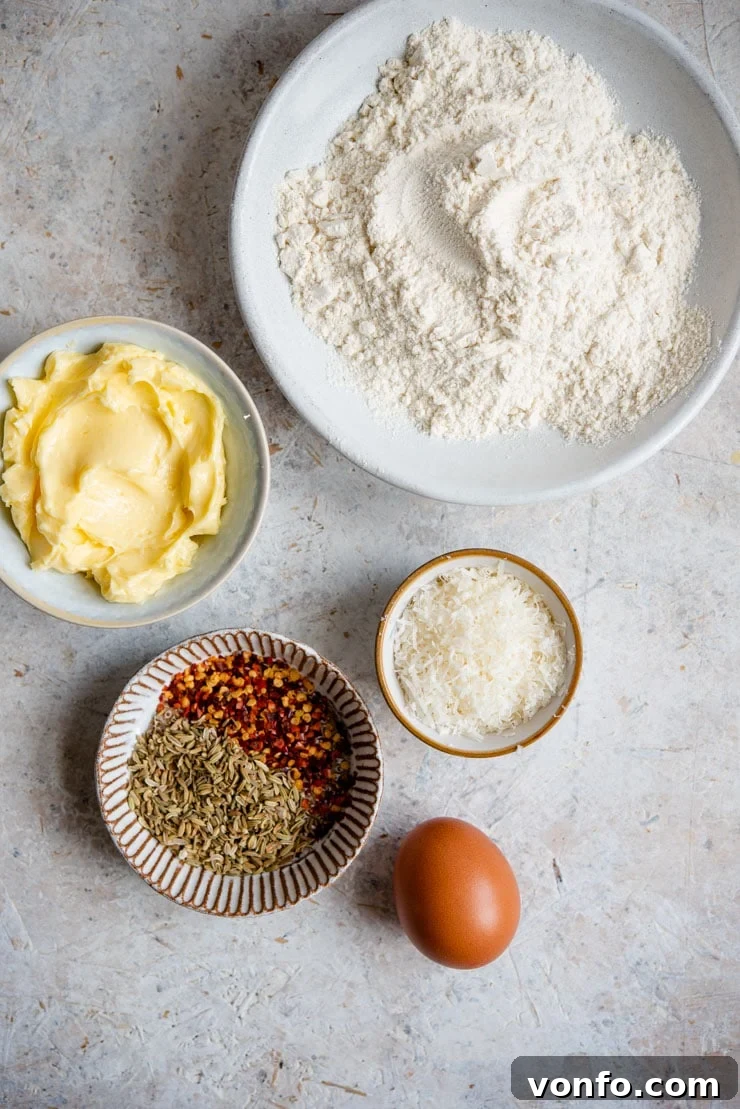 Photo of ingredients you need to make parmesan cheese cookies