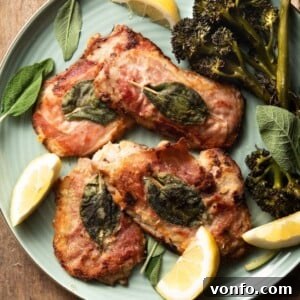 Close-up of a plated Veal Saltimbocca