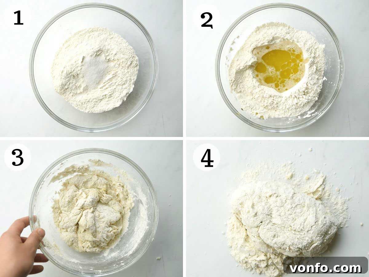 Grissini: Italy's Iconic Breadsticks 4 Step by step photos showing how to make breadstick dough