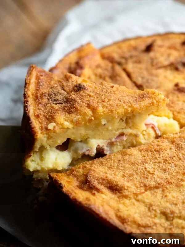 Danubio Salato: Neapolitan Savory Stuffed Brioche Buns 5 A close up of a slice of Neapolitan potato cake.